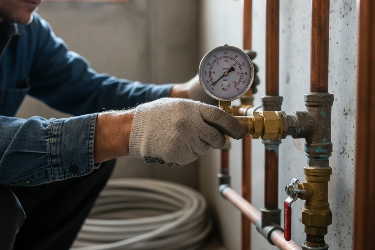 Pressure testing a repaired line during Water Line Repair in Severance